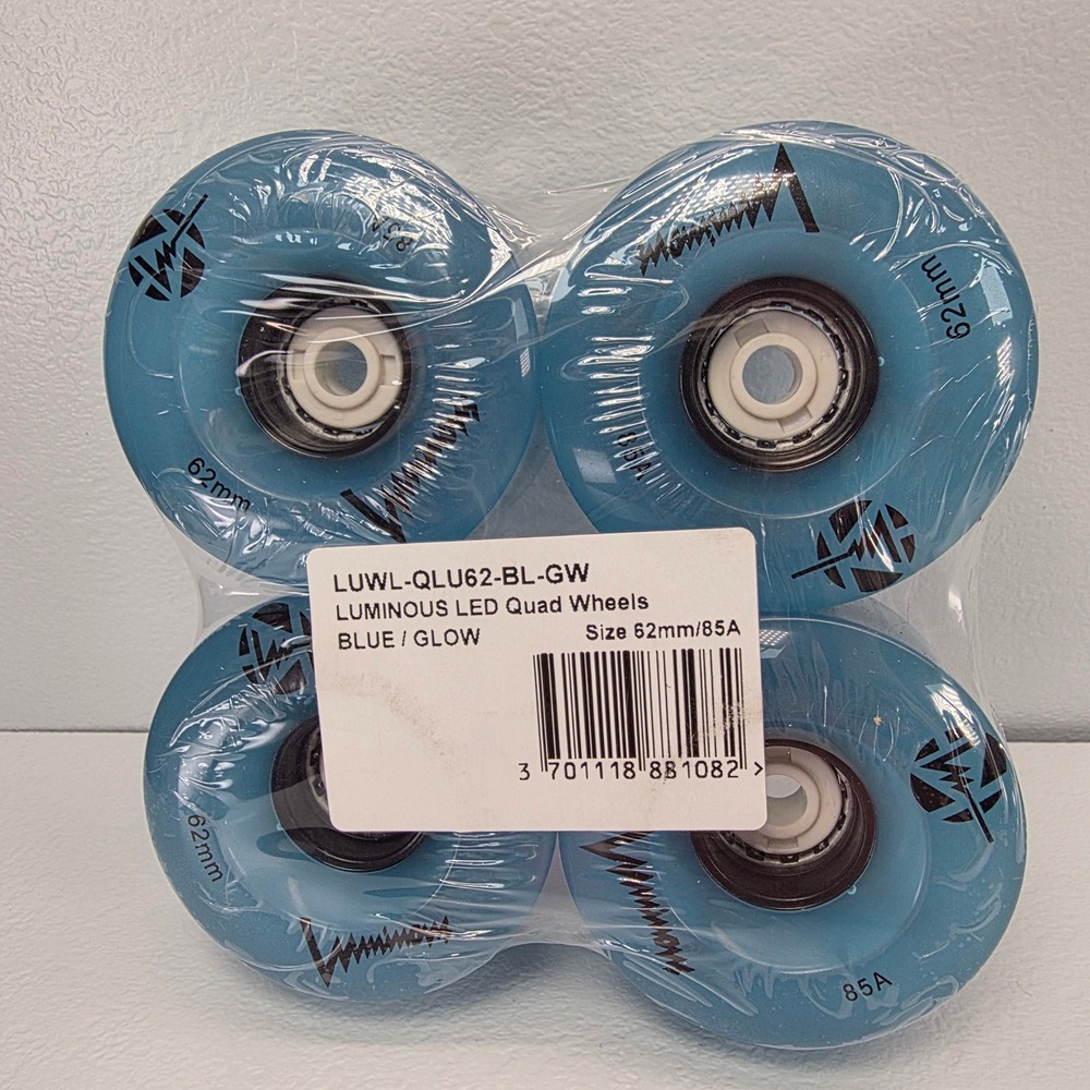 Luminous LED Quad‎ Skate Wheels Blue Glow 62mm 85A Set of 4, LUWLQLU62BLGW